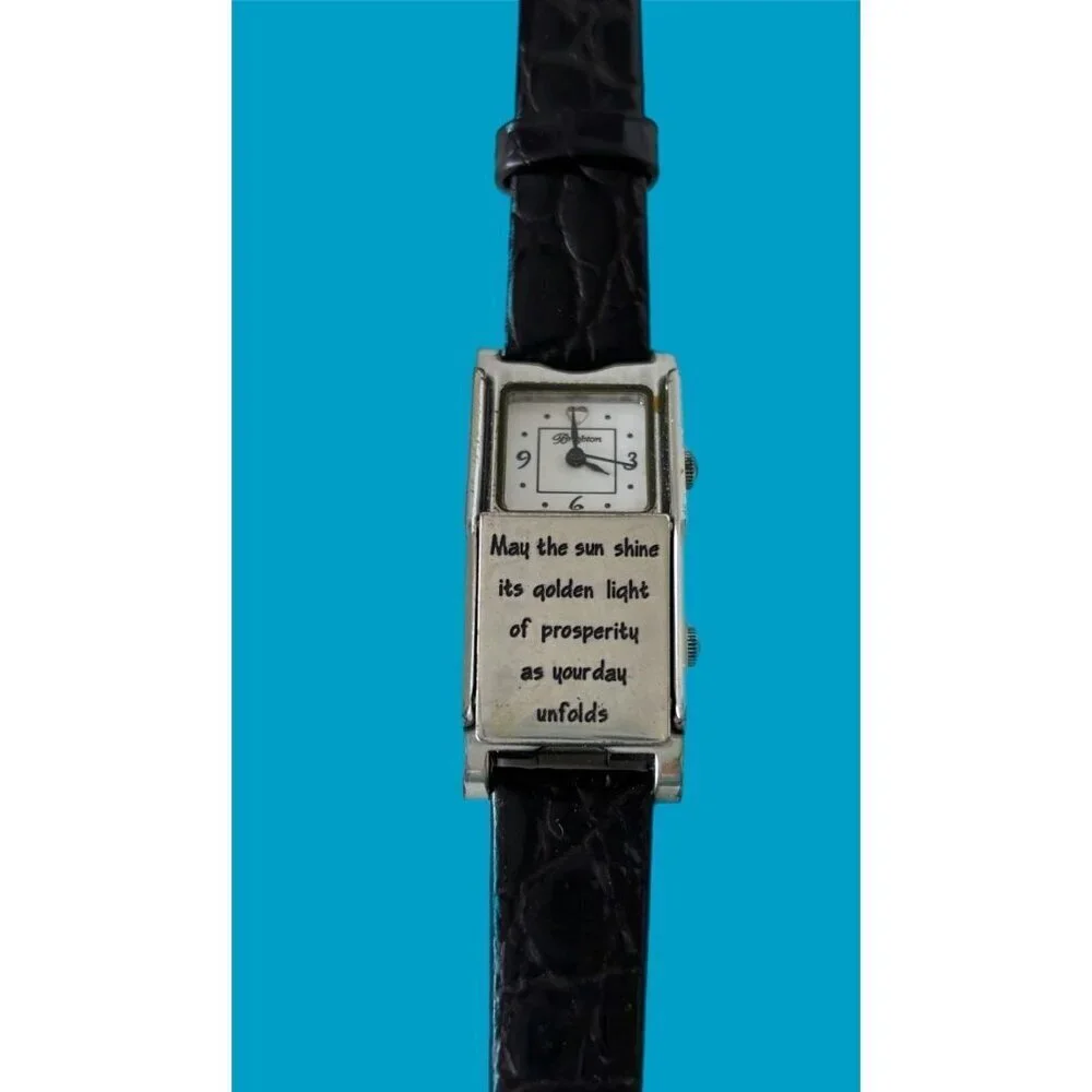 BRIGHTON LOS ANGELES Black Leather DUAL FACE WATCH Preloved Has New Battery